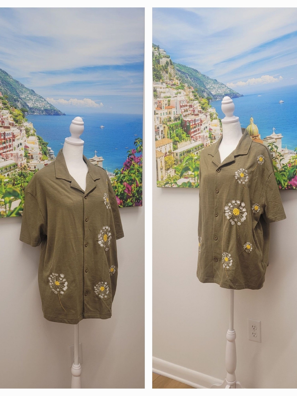 Rustic Souls Men's Olive/ Sage Green Collared Shirt